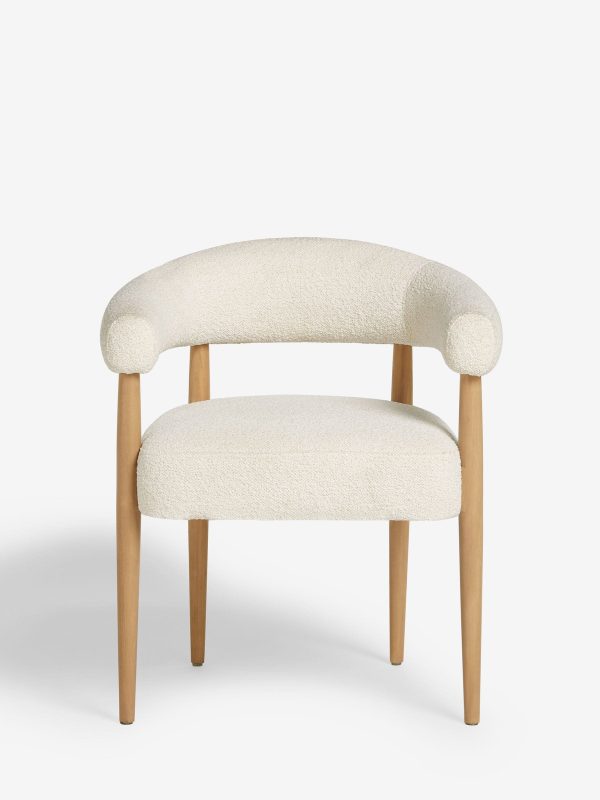 DESTINY282|Casual Boucle Oyster Aire Light Wood Leg Dining Chairs - Image 2