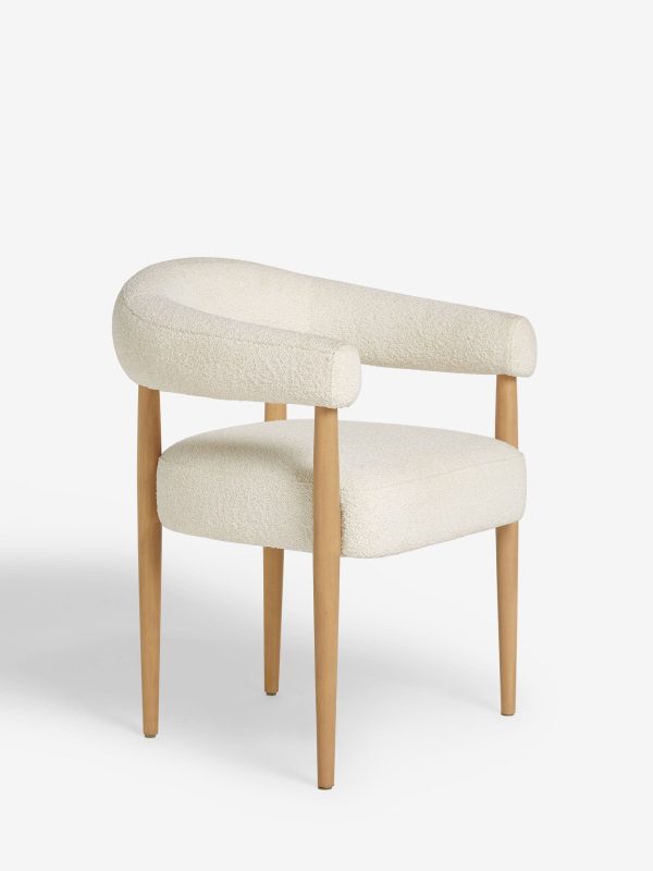 DESTINY282|Casual Boucle Oyster Aire Light Wood Leg Dining Chairs - Image 3