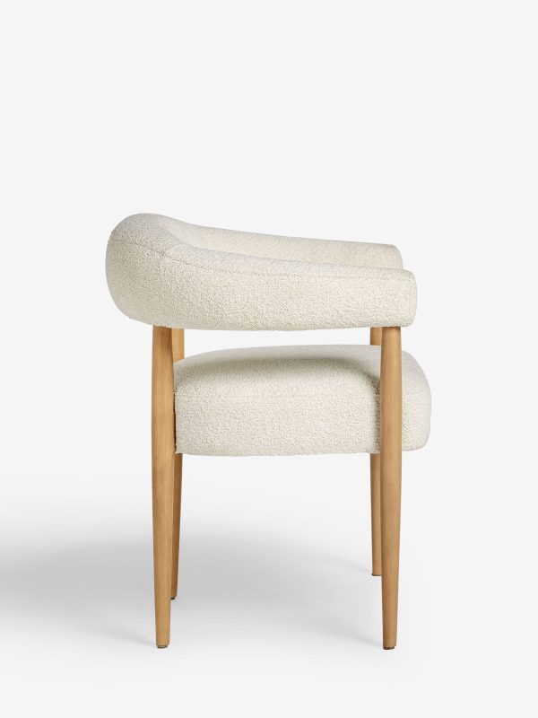 DESTINY282|Casual Boucle Oyster Aire Light Wood Leg Dining Chairs - Image 4