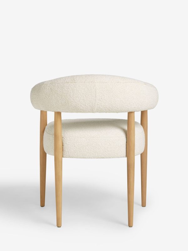 DESTINY282|Casual Boucle Oyster Aire Light Wood Leg Dining Chairs - Image 5