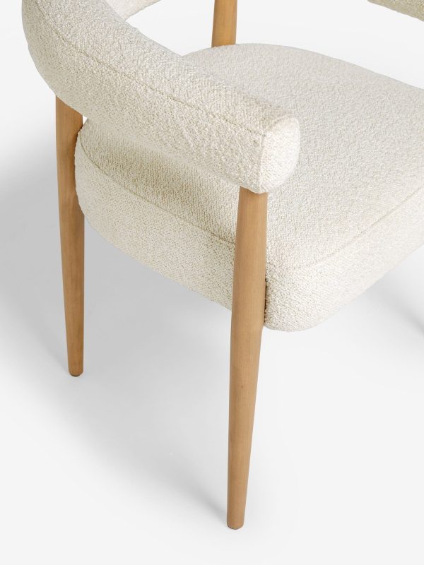 DESTINY282|Casual Boucle Oyster Aire Light Wood Leg Dining Chairs - Image 6