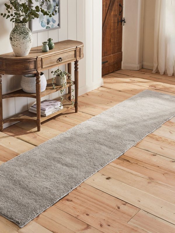 DESTINY326|Light Grey Cosy Washable Shaggy Runners