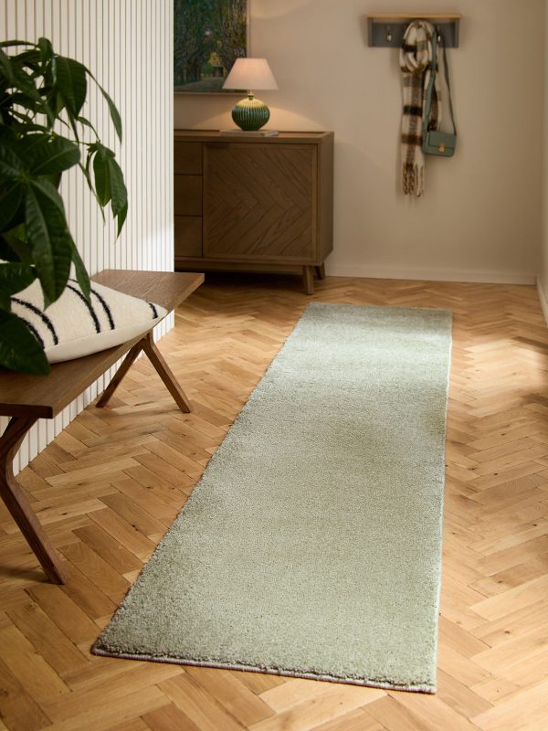 DESTINY320|Sage Green Cosy Washable Shaggy Runners