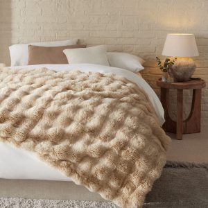 DESTINY307|Mink Brown Faux Fur Throw