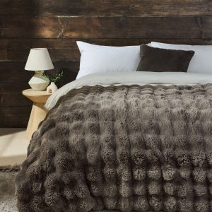 DESTINY306|Charcoal Grey Faux Fur Throw