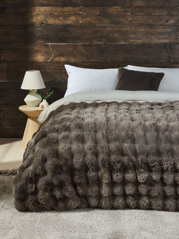 DESTINY306|Charcoal Grey Faux Fur Throw