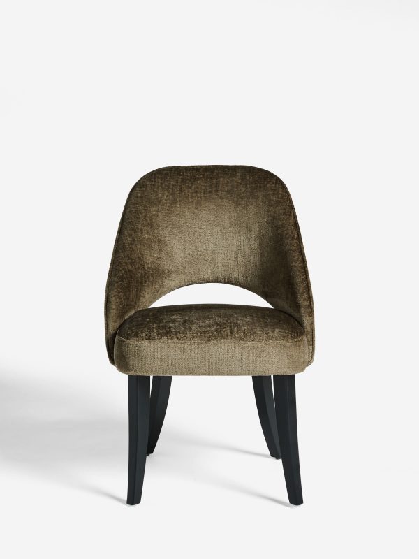 DESTINY281|Plush Chenille Moss Green Remi Black Leg Dining Chairs - Image 2