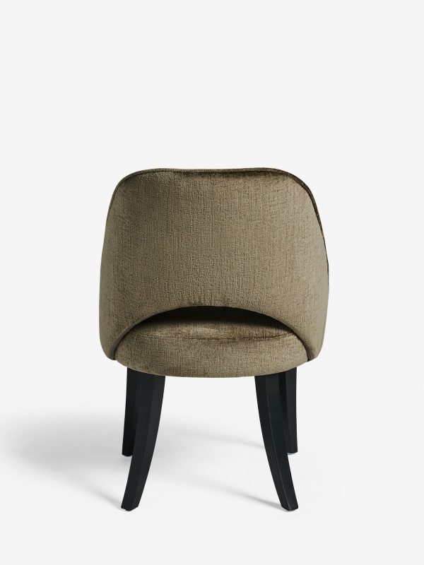 DESTINY281|Plush Chenille Moss Green Remi Black Leg Dining Chairs - Image 3