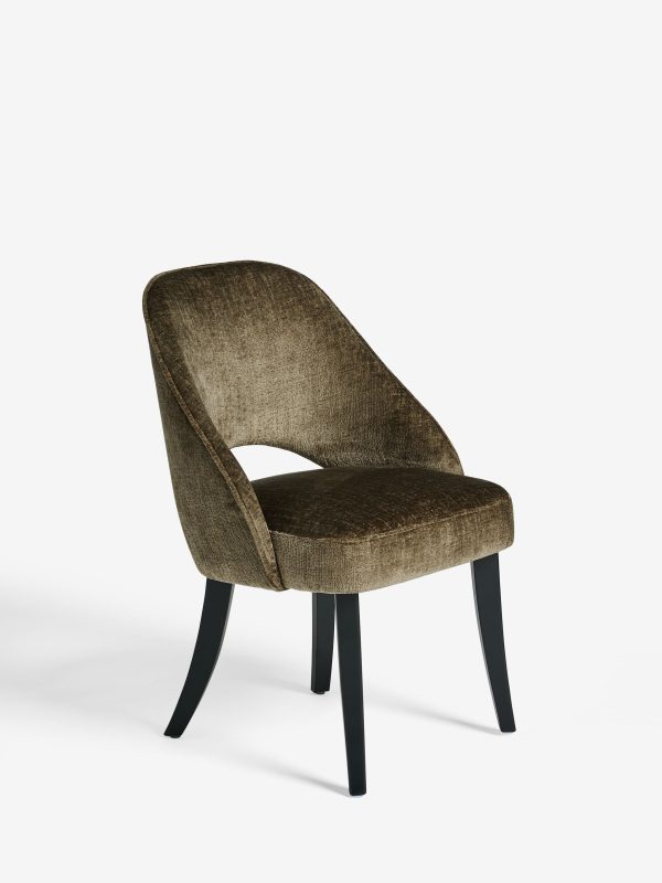 DESTINY281|Plush Chenille Moss Green Remi Black Leg Dining Chairs - Image 4