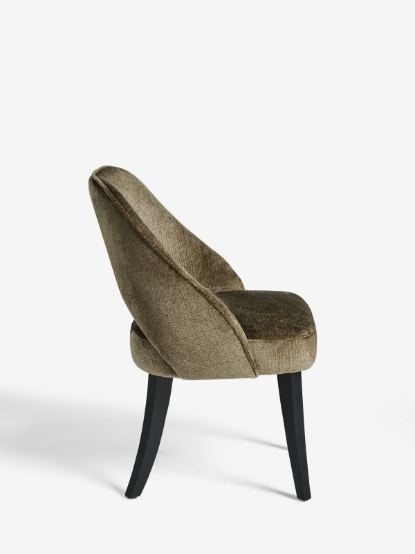 DESTINY281|Plush Chenille Moss Green Remi Black Leg Dining Chairs - Image 5