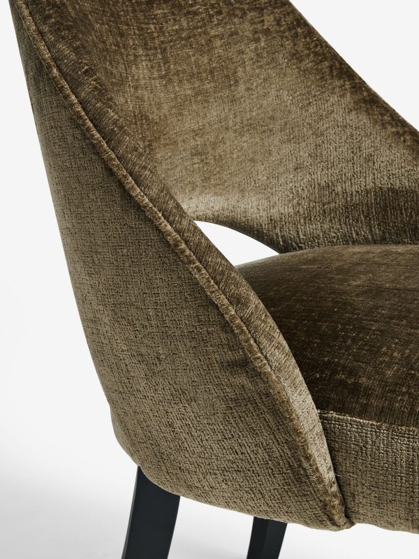 DESTINY281|Plush Chenille Moss Green Remi Black Leg Dining Chairs - Image 6