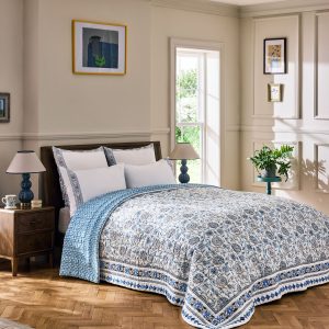 DESTINY315|Blue Indienne Quilted Bedspread