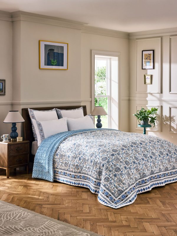 DESTINY315|Blue Indienne Quilted Bedspread