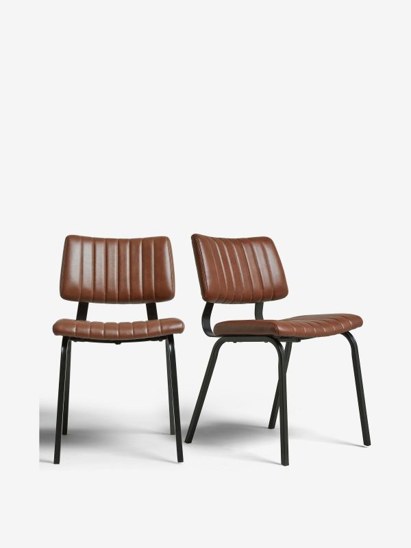 DESTINY278|Faux Leather Tan Brown Aiden Black Leg Dining Chairs - Image 2