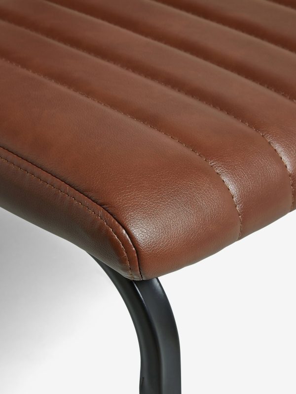 DESTINY278|Faux Leather Tan Brown Aiden Black Leg Dining Chairs - Image 3