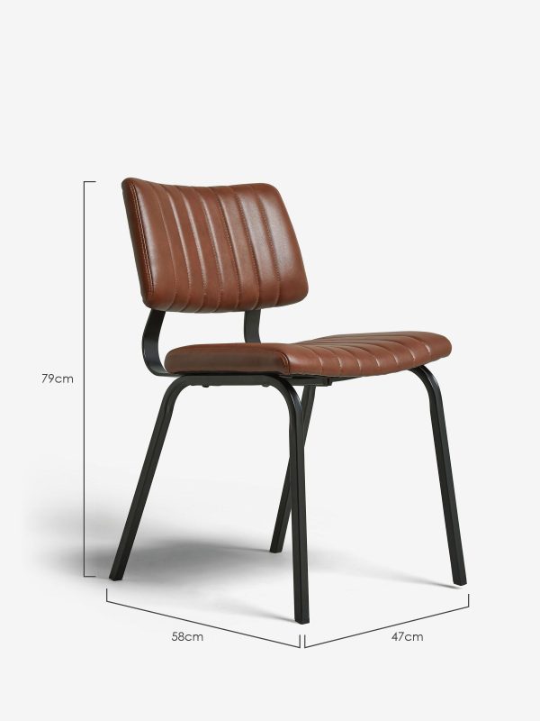 DESTINY278|Faux Leather Tan Brown Aiden Black Leg Dining Chairs - Image 4