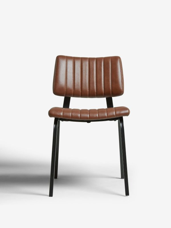 DESTINY278|Faux Leather Tan Brown Aiden Black Leg Dining Chairs - Image 5
