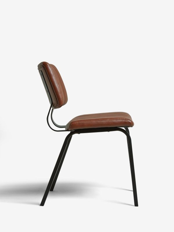 DESTINY278|Faux Leather Tan Brown Aiden Black Leg Dining Chairs - Image 6