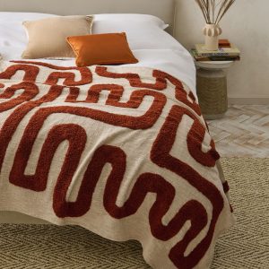 DESTINY316|Rust Brown Abstract Berber Wiggle Throw