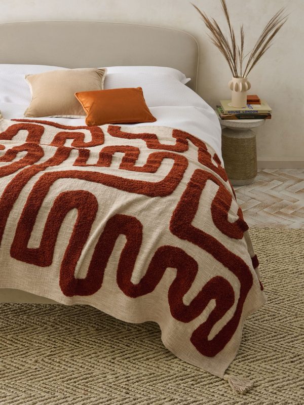 DESTINY316|Rust Brown Abstract Berber Wiggle Throw