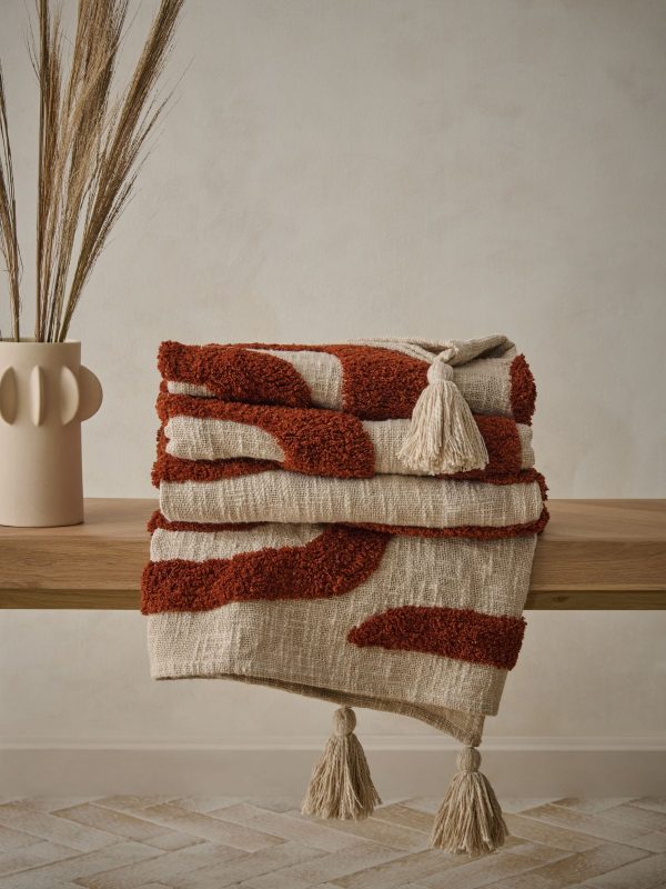DESTINY316|Rust Brown Abstract Berber Wiggle Throw - Image 2