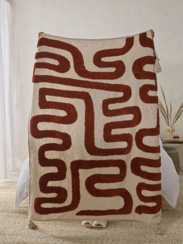 DESTINY316|Rust Brown Abstract Berber Wiggle Throw - Image 3