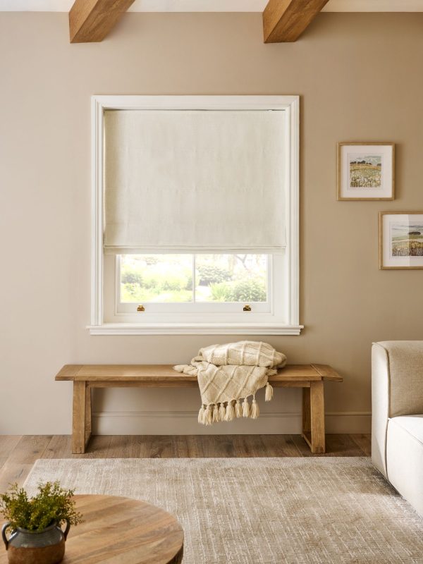 DESTINY286|Natural Ready Made Blackout Touch of Linen Roman Blind