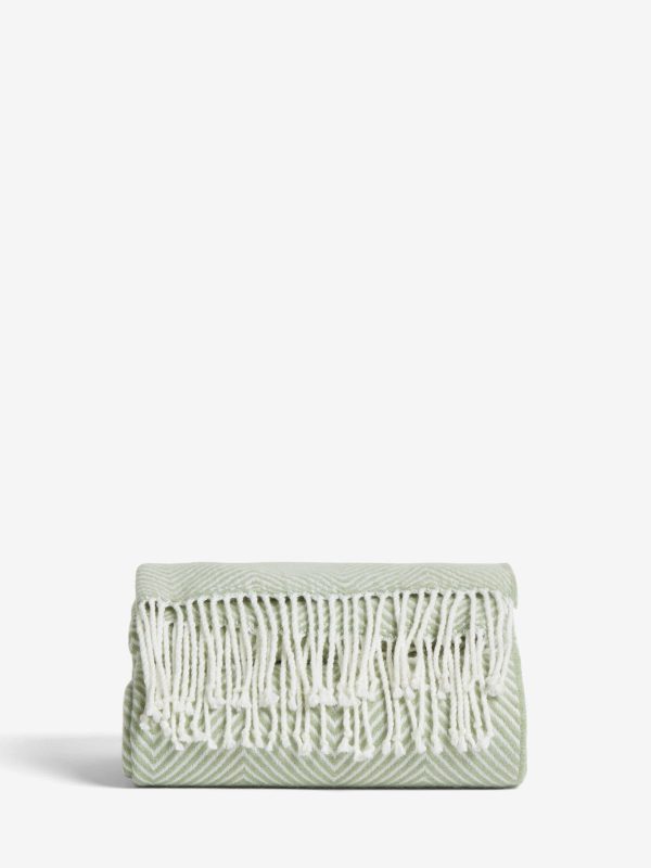DESTINY304|Sage Green Herringbone Cosy Throw - Image 5