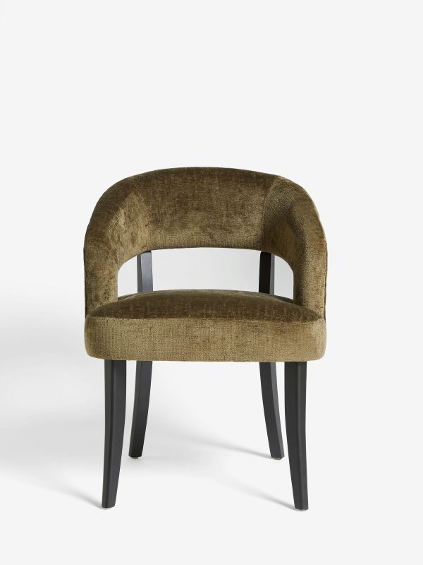 DESTINY280|Plush Chenille Moss Green Remi Black Leg Dining Chairs - Image 2