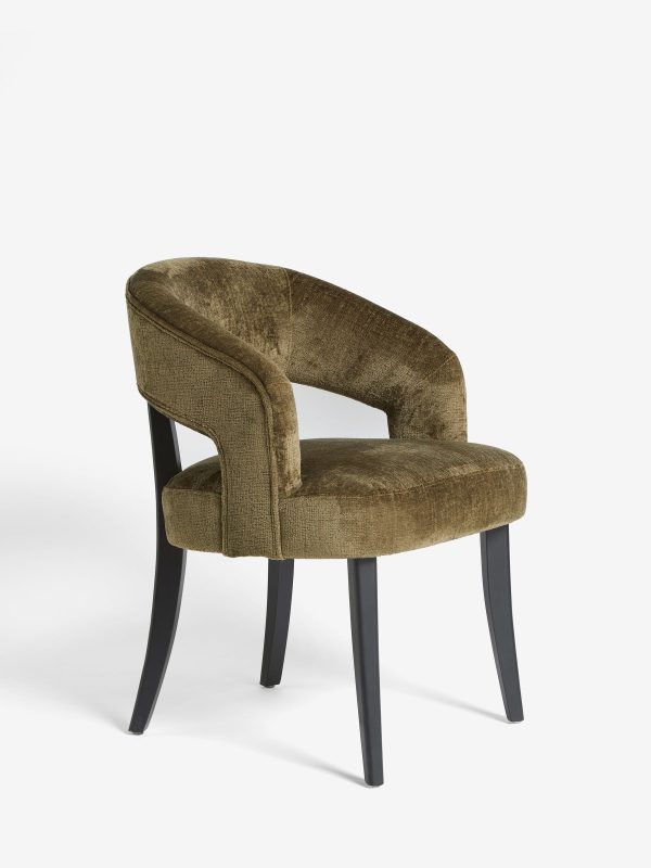 DESTINY280|Plush Chenille Moss Green Remi Black Leg Dining Chairs - Image 3