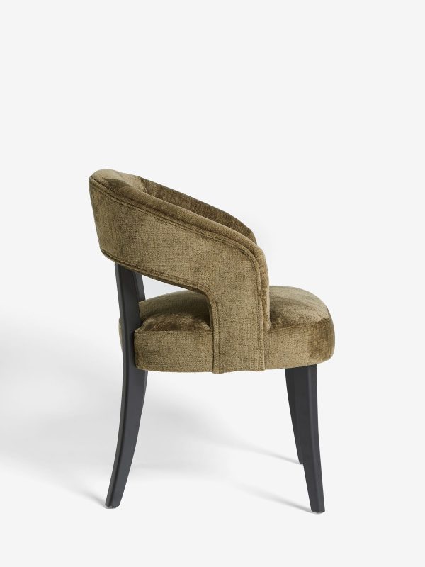 DESTINY280|Plush Chenille Moss Green Remi Black Leg Dining Chairs - Image 4
