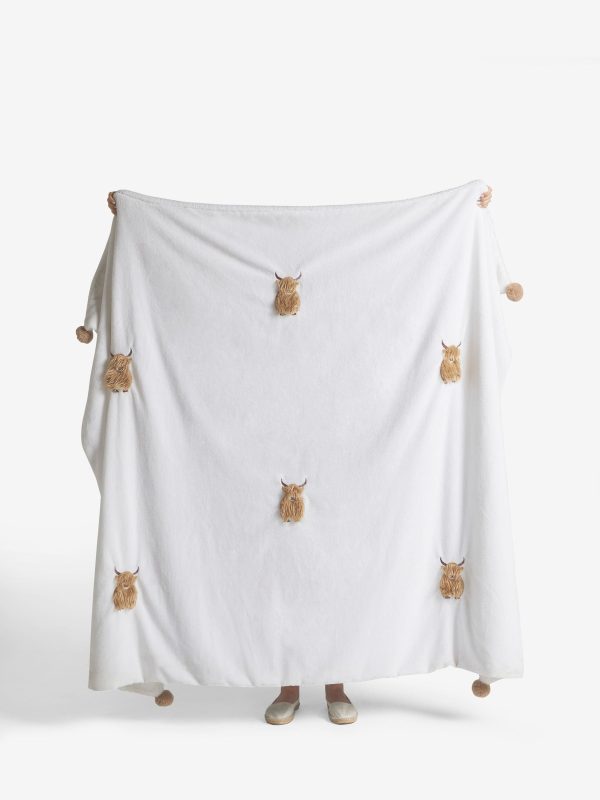DESTINY308|Natural Hamish The Highland Cow Applique Fleece Throw - Image 2