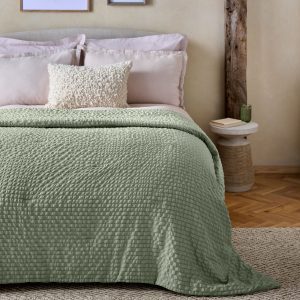DESTINY311|Sage Green Crinkle Textured Bedspread