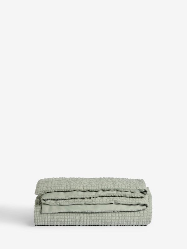 DESTINY311|Sage Green Crinkle Textured Bedspread - Image 3