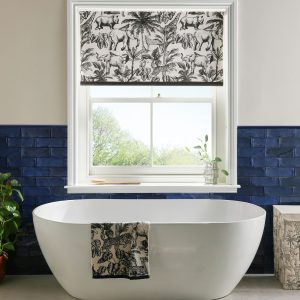 DESTINY294|Monochrome Ready Made Blackout Bathroom Roller Blind Safari Print