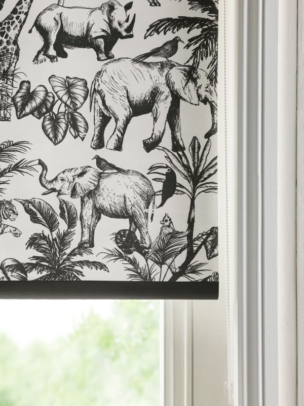 DESTINY294|Monochrome Ready Made Blackout Bathroom Roller Blind Safari Print - Image 4