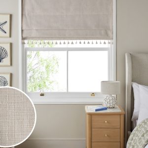 DESTINY297|Natural Textured Tassel Edge Ready Made Blackout Roman Blind