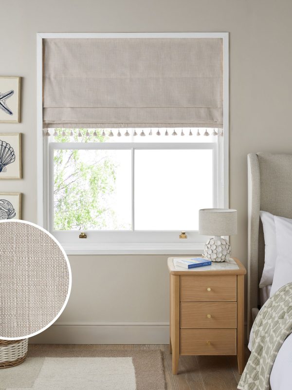 DESTINY297|Natural Textured Tassel Edge Ready Made Blackout Roman Blind