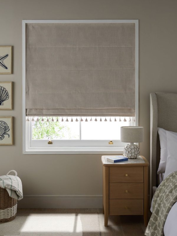DESTINY297|Natural Textured Tassel Edge Ready Made Blackout Roman Blind - Image 3
