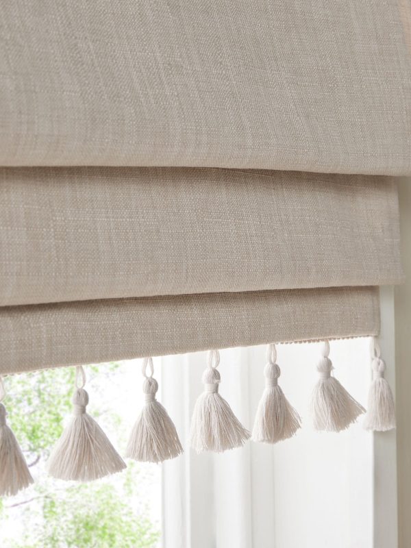DESTINY297|Natural Textured Tassel Edge Ready Made Blackout Roman Blind - Image 6