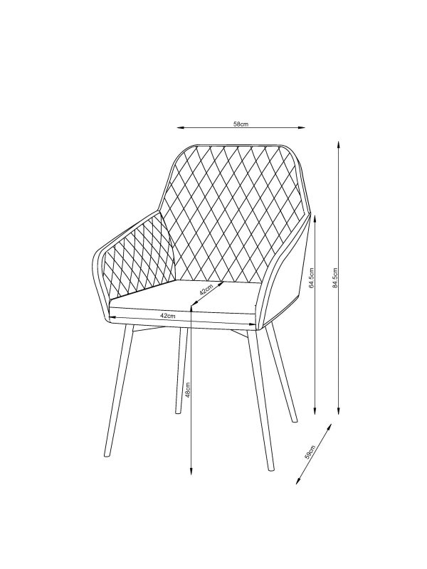 DESTINY275|Faux Leather Dark Grey Black Leg Quilted Dining Chairs - Image 5