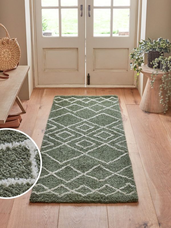 DESTINY325|Sage Green Smart Global Berber Runner
