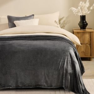 DESTINY314|Charcoal Grey Plush Fleece Throw