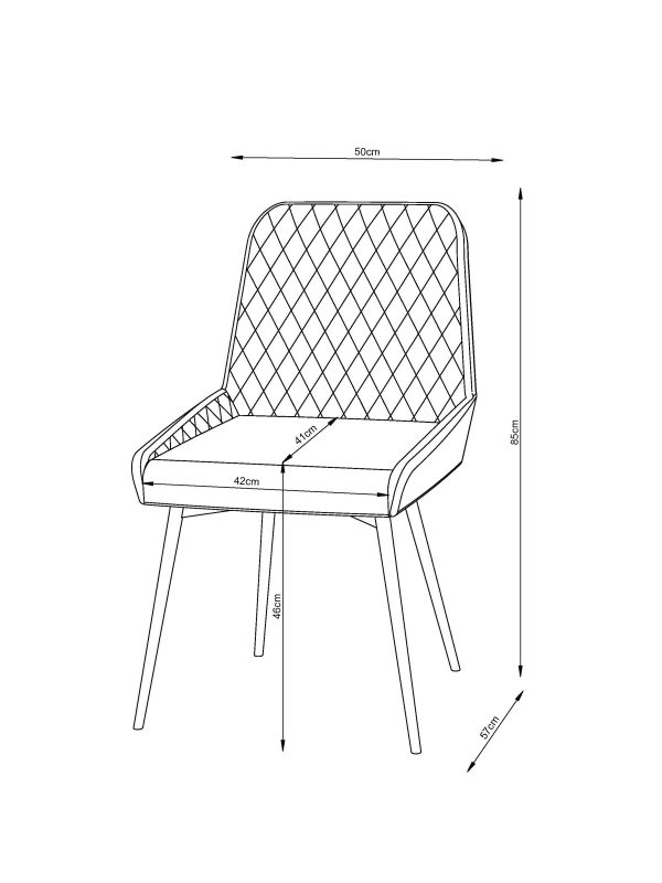 DESTINY284|Faux Leather Dark Grey Dark Wood Leg Quilted Dining Chairs - Image 3