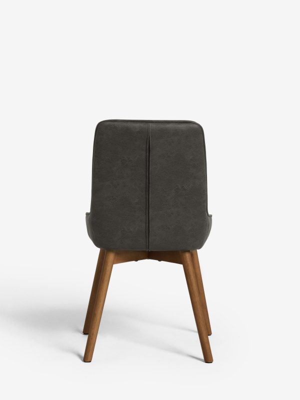 DESTINY284|Faux Leather Dark Grey Dark Wood Leg Quilted Dining Chairs - Image 7