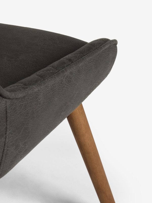 DESTINY284|Faux Leather Dark Grey Dark Wood Leg Quilted Dining Chairs - Image 8