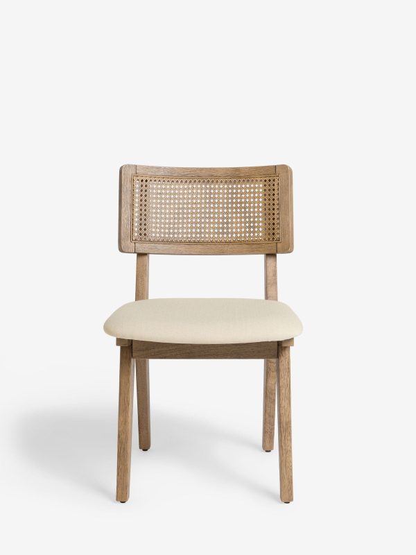 DESTINY274|Contemporary Tweed Linen Natural Abel Dark Wood Leg Dining Chairs - Image 3
