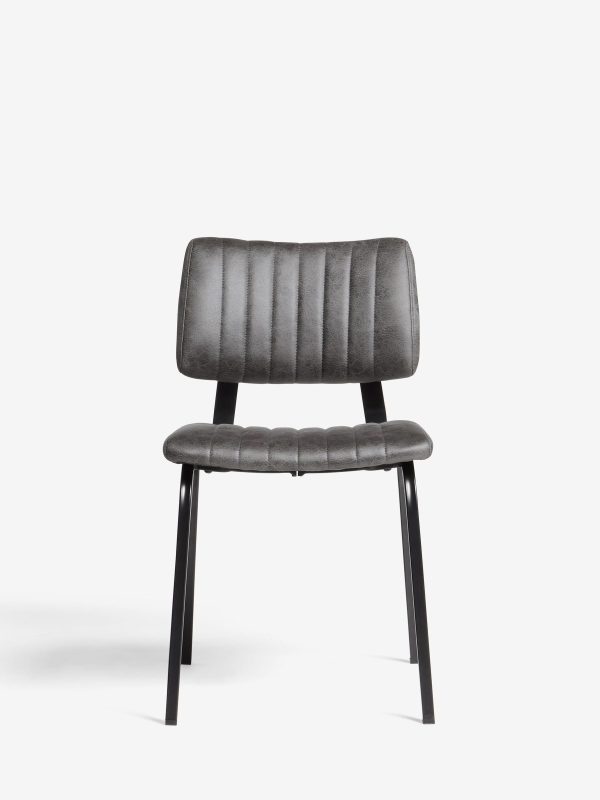 DESTINY283|Faux Leather Dark Grey Aiden Black Leg Dining Chairs - Image 2