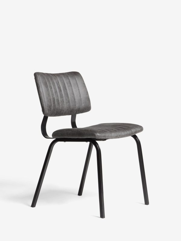 DESTINY283|Faux Leather Dark Grey Aiden Black Leg Dining Chairs - Image 3