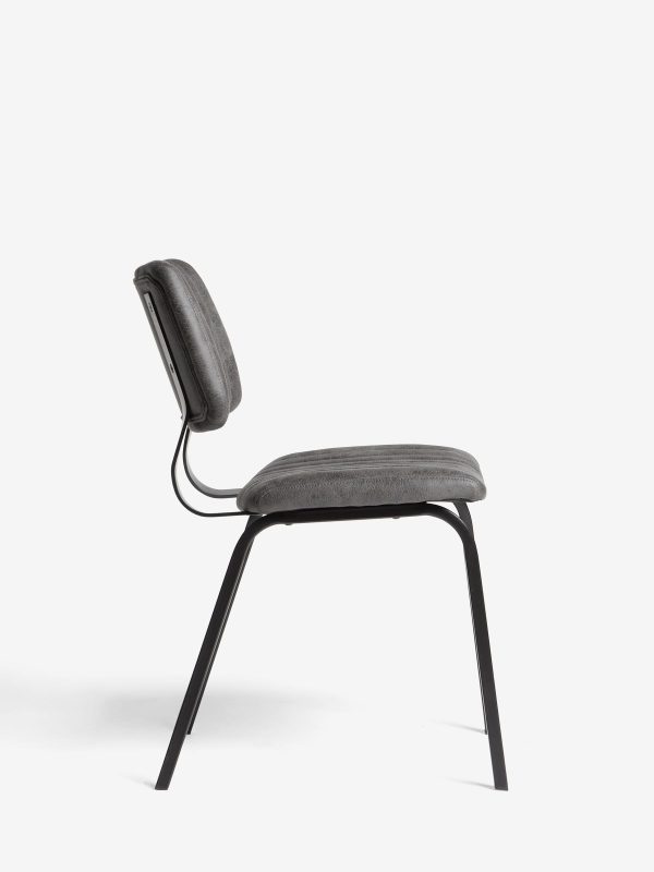 DESTINY283|Faux Leather Dark Grey Aiden Black Leg Dining Chairs - Image 4